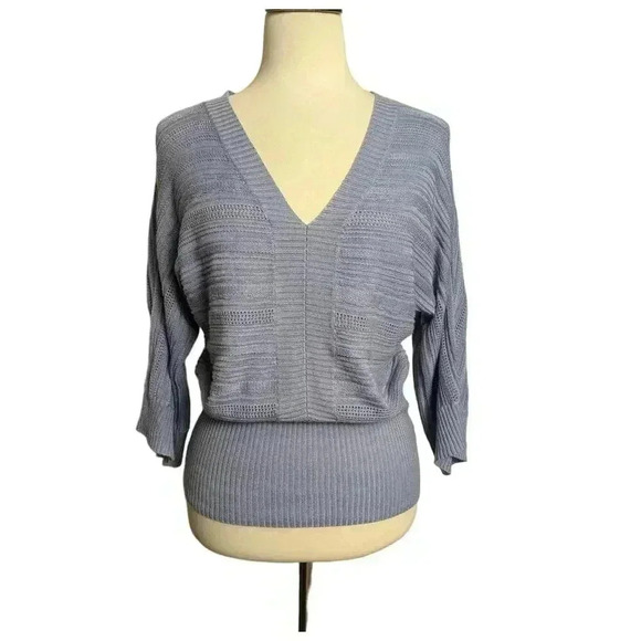 The Limited Small Light Periwinkle Blue Dolman V-neck Loose Knit Sweater - Picture 1 of 7